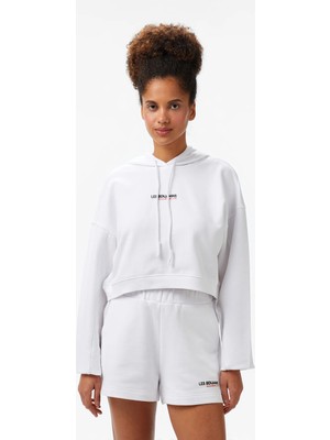 Les Benjamins Women's White Crop Hoodie