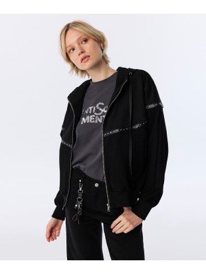 Twist Fabric Mix Hooded Sweatshirt