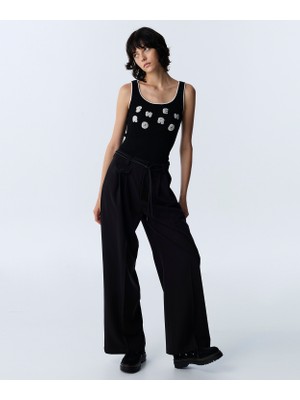 Twist Drawstring Wide Leg Pants