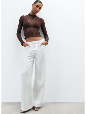 Intimissimi Long Sleeve Stretch Lace Crop Top