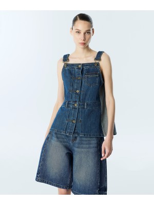 Twist Contrast Denim Vest