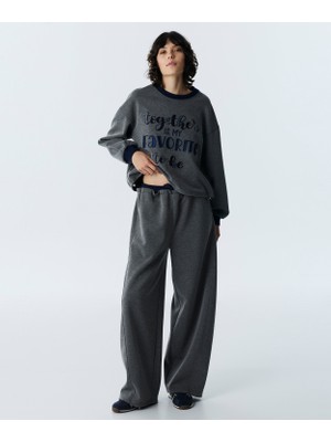 Twist Contrast Knit Waist Sweatpants