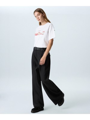 Twist Slogan Detail Belted Trousers