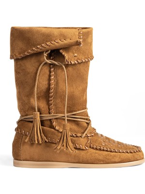 Twist Topstitched Suede-Look Boots
