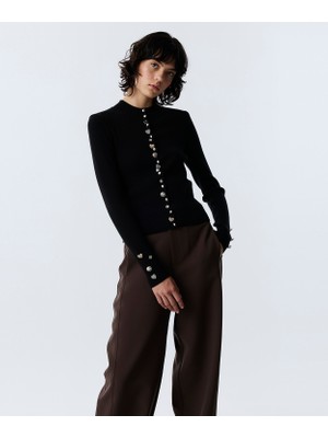 Twist Mixed Button Cardigan