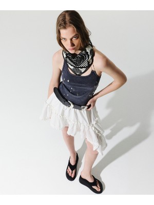 Twist Asymmetric Flounce Skirt