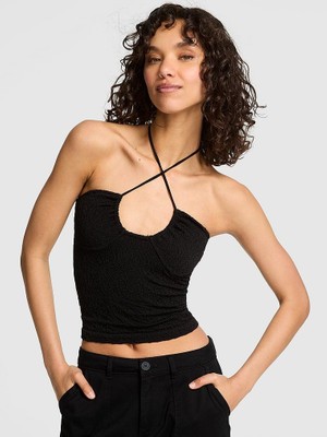 Victoria's Secret Floral Jacquard Low-Cut Halter Top