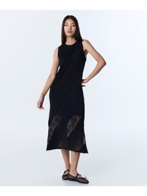 Twist Fabric Mix Midi Dress