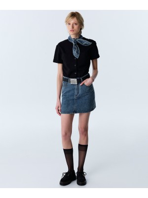 Twist Tie Neck Denim Mix Dress