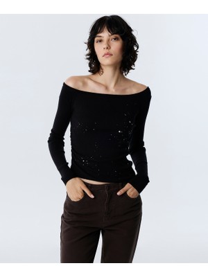 Twist Hotfix Embellished Knit Top
