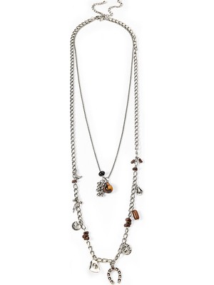 Twist Mixed Charm And Stone Chain Necklace