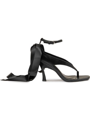 Twist Tie Detail Toe Post Heeled Shoes