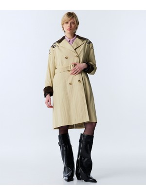 Twist Embroidered Shoulder Pad Trench Coat