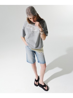 Twist Trok Print Denim Bermuda Shorts