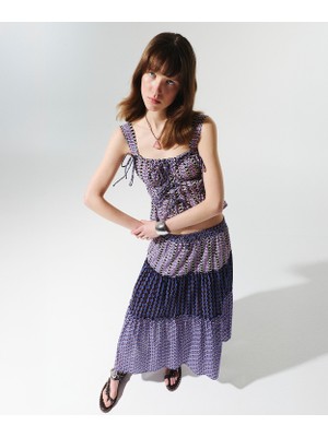 Twist Mixed Print Colorblock Skirt