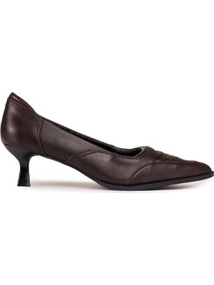Twist Topstitched Leather-Look Heeled Shoes