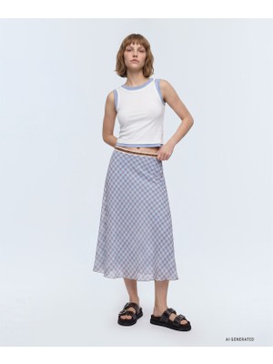 Twist Plaid Studded Skirt