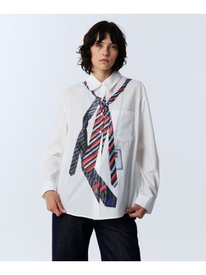 Twist Graphic Print Poplin Shirt