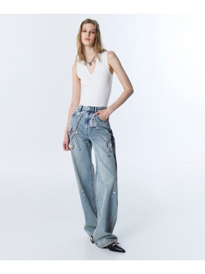 Twist Graphic Print Jeans
