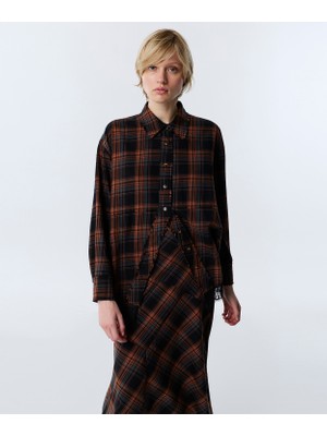 Twist Lace Mix Plaid Shirt