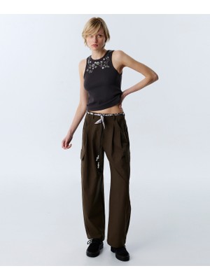 Twist Sash Belted Barrel Fit Pants