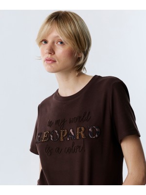 Twist Slogan Embroidered And Embellished T-Shirt