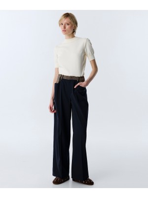 Twist Plaid Mix Wide Leg Trousers