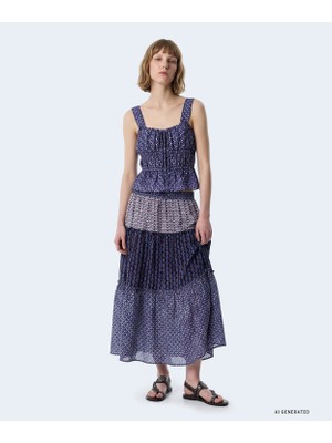 Twist Patterned Elastic Waist Blouse