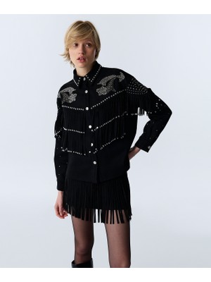 Twist Fringed Suede Look Jacket