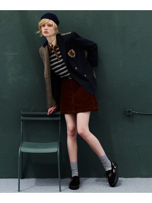 Twist Velvet A-Line Skirt