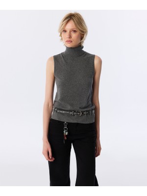 Twist Belted Turtleneck Sweater