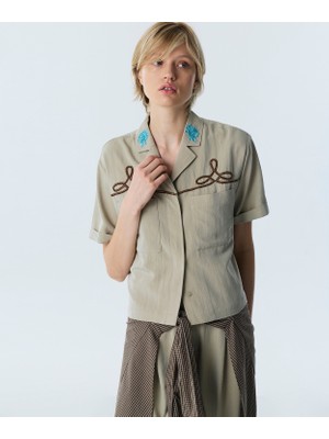 Twist Embroidered And Embellished Shirt