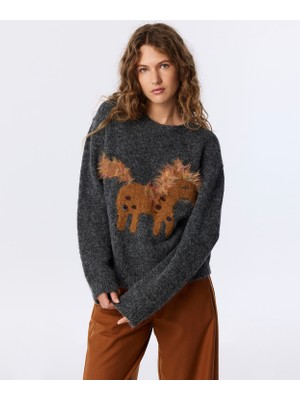 Twist Embroidered Fuzzy Sweater