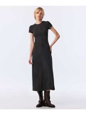 Twist Faux Leather Piped Dress