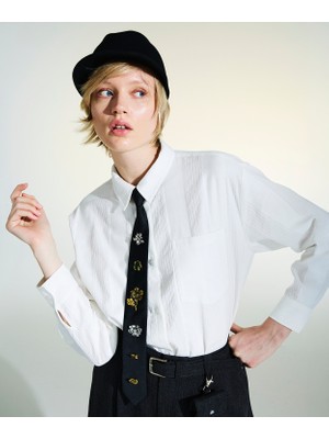 Twist Contrast Textured Oversize Shirt