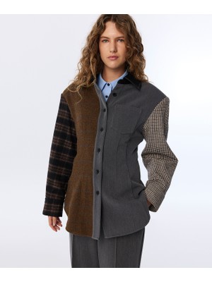 Twist Mixed Print Shirt Jacket