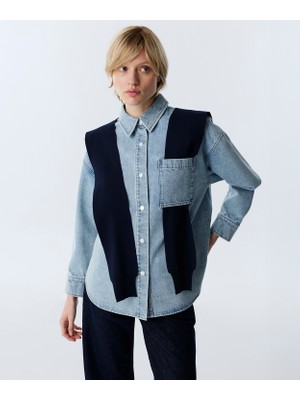 Twist Scarf Detail Shirt Jacket