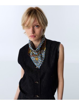 Twist Denim Vest With Scarf