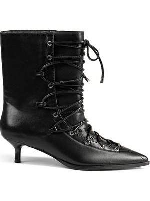 Twist Lace-Up Heeled Boots