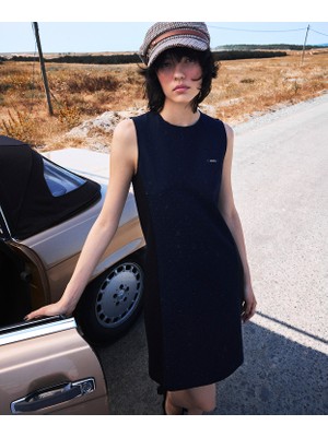 Twist Fabric Mix Laser Cut Dress
