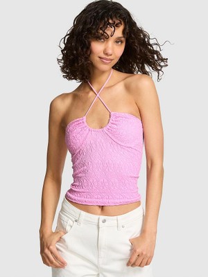 Victoria's Secret Floral Jacquard Low-Cut Halter Top