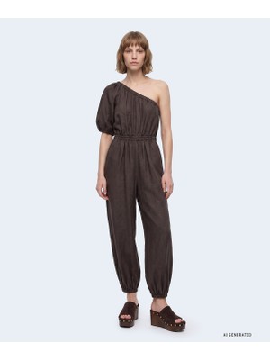Twist Asymmetric Sleeve Jumpsuit
