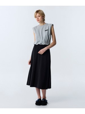 Twist Shoulder Pad Two-Piece Look Dress