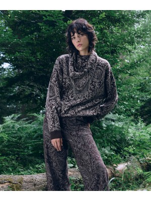 Twist Removable Scarf Jacquard Sweater