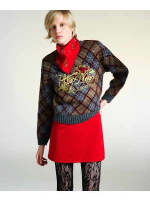 Twist Diamond Jacquard Embroidered Sweater