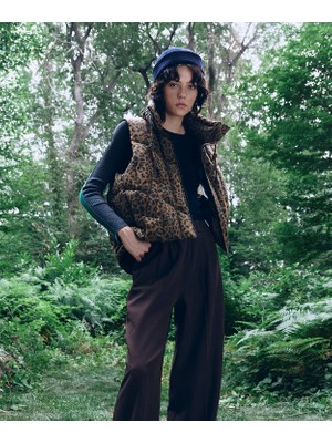 Twist Leopard Print Puffer Vest