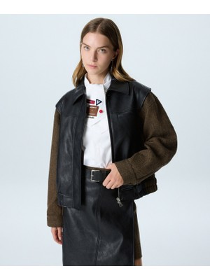 Twist Faux Leather Mix Jacket