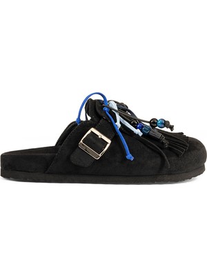 Twist Contrast Fringed Mules