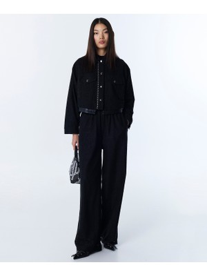 Twist Embroidered Lace Wide Leg Trousers