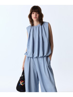 Twist Ruched Balloon Blouse